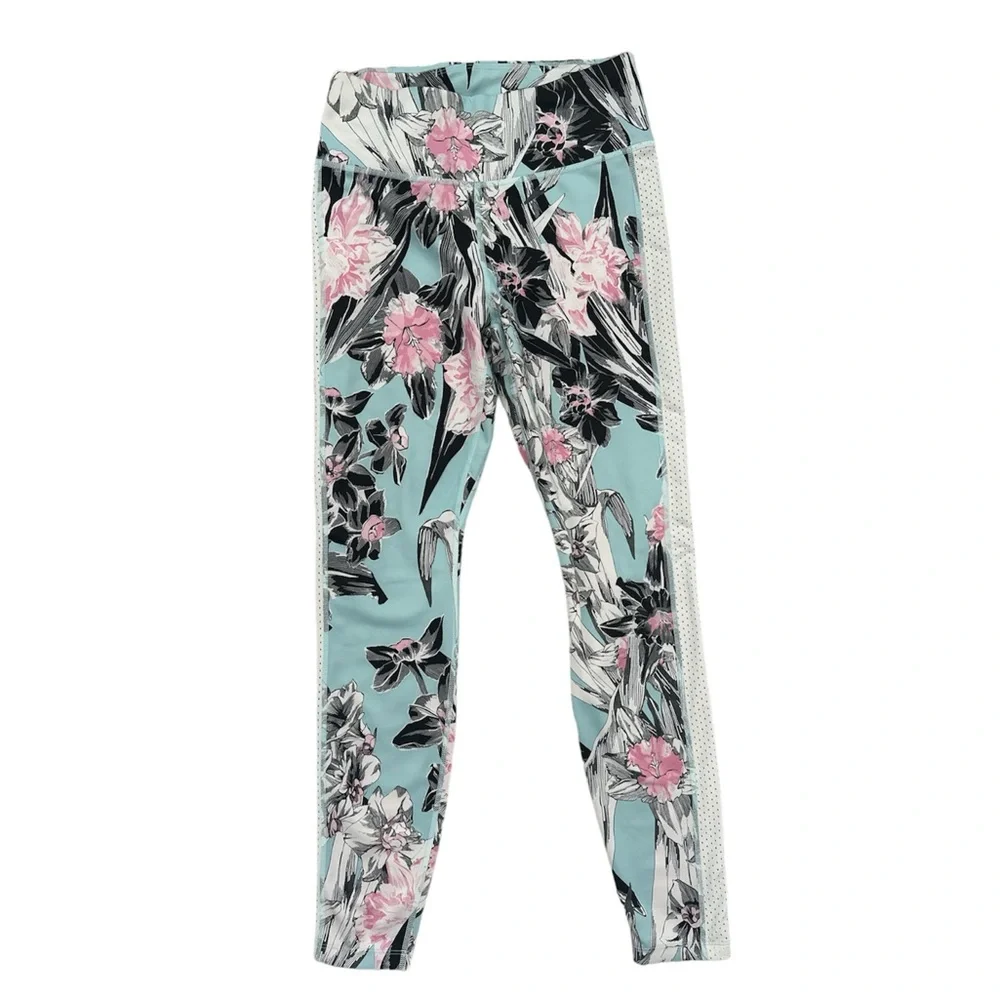 Nike Dri Fit Blue floral leggings Size M - Picture 3 of 16